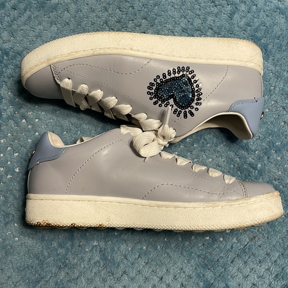 Coach Sneakersnwith Sequin Heart Accent, light blue, size 9 - Picture 3 of 7